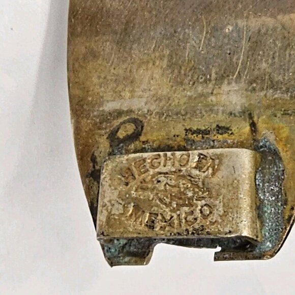 Vintage Made in Mexico 925 Sterling Lapis Stone Aztec Mayan Calendar Bracelet - Picture 11 of 12